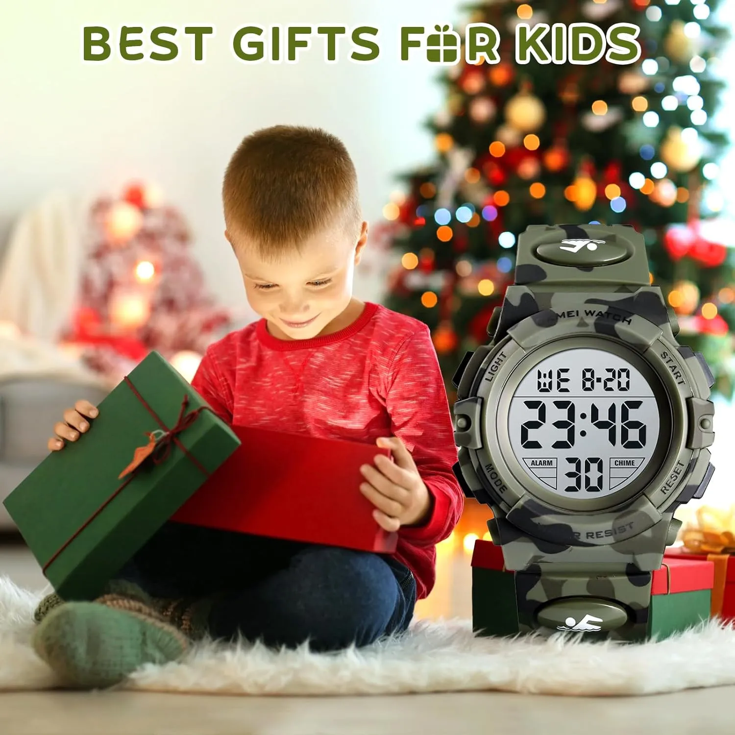 Dayllon Kids Digital Watch Boys Outdoor Sports 50M Waterproof Girls Watches Alarm Clock 12/24 H Stopwatch Calendar for Ages 3-15 Boy Girl Wristwatch Kids Gift