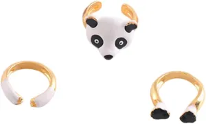 Detachable Ring Sets Women 3pc Panda Shape Cartoon Rings Elegant Jewelries