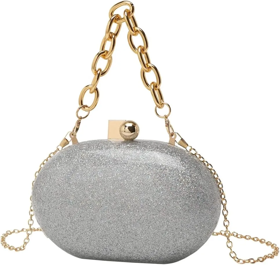 DJBM Women Acrylic Wrist Clutch Purse Glitter Graceful Marble Chain Crossbody Bag for Evening Prom