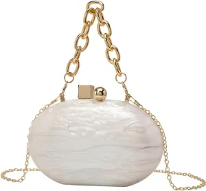 DJBM Women Acrylic Wrist Clutch Purse Glitter Graceful Marble Chain Crossbody Bag for Evening Prom