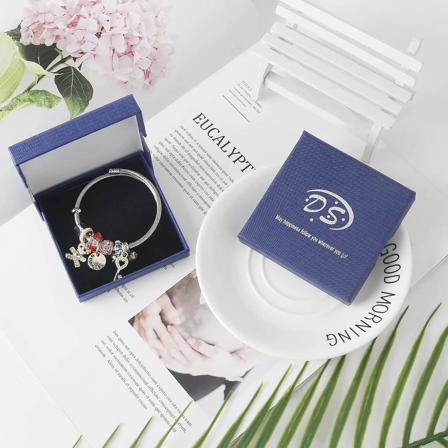 DS Charm Bracelets for girls,exquisite cute cartoon friendship bracelets Silver Stainless Steel Bangle with birthday Gift box, Adjustable girls jewelry Suitable for holiday gifts