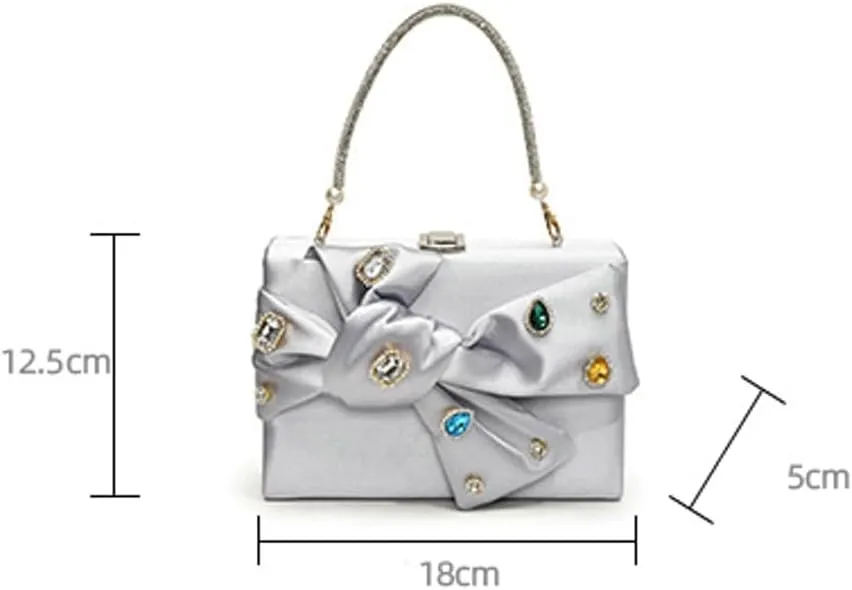 Elegant Satin Bow Evening Bag Women Rhinestone Clutch Purses Evening Handbags for Formal Wedding Prom Party 2025