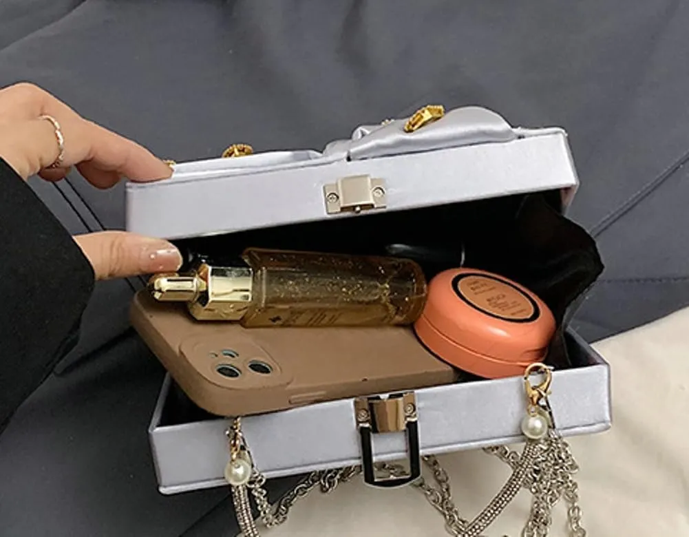 Elegant Satin Bow Evening Bag Women Rhinestone Clutch Purses Evening Handbags for Formal Wedding Prom Party 2025