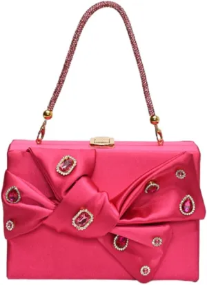 Elegant Satin Bow Evening Bag Women Rhinestone Clutch Purses Evening Handbags for Formal Wedding Prom Party 2025