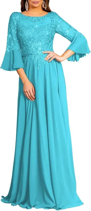 Elegant Scoop Neckline Mother of The Bride Dresses for Women Formal Evening Party Long Gown