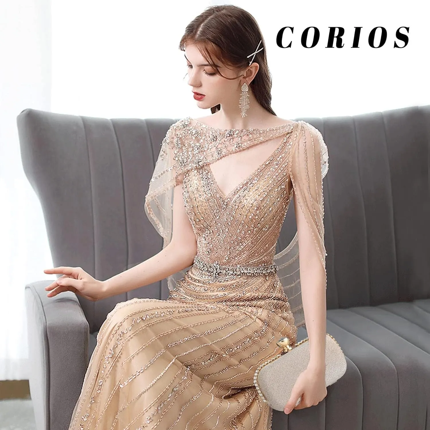 Elegant Shoulder Crossbody Ladies Clutch Sparkly Rhinestone Evening Women Charming Glittering Handbag Bridal Wedding