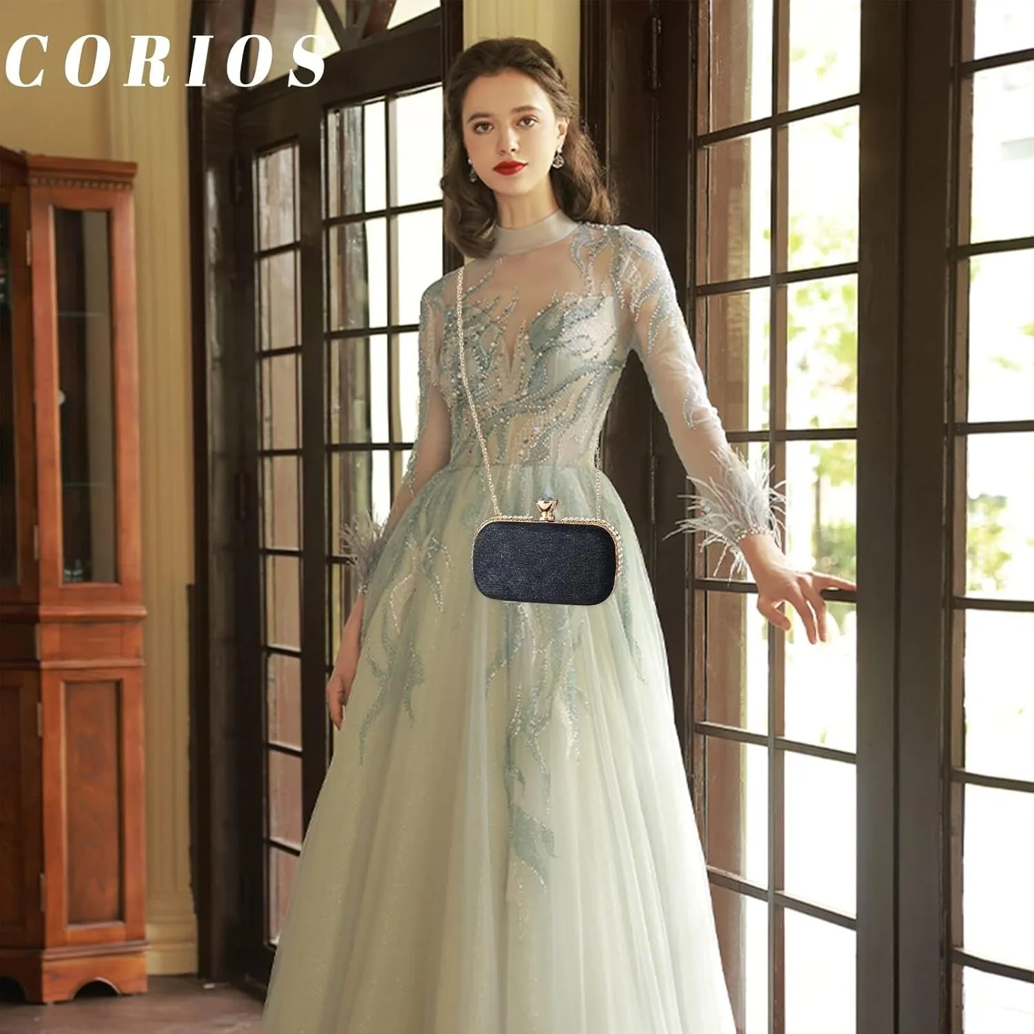 Elegant Shoulder Crossbody Ladies Clutch Sparkly Rhinestone Evening Women Charming Glittering Handbag Bridal Wedding