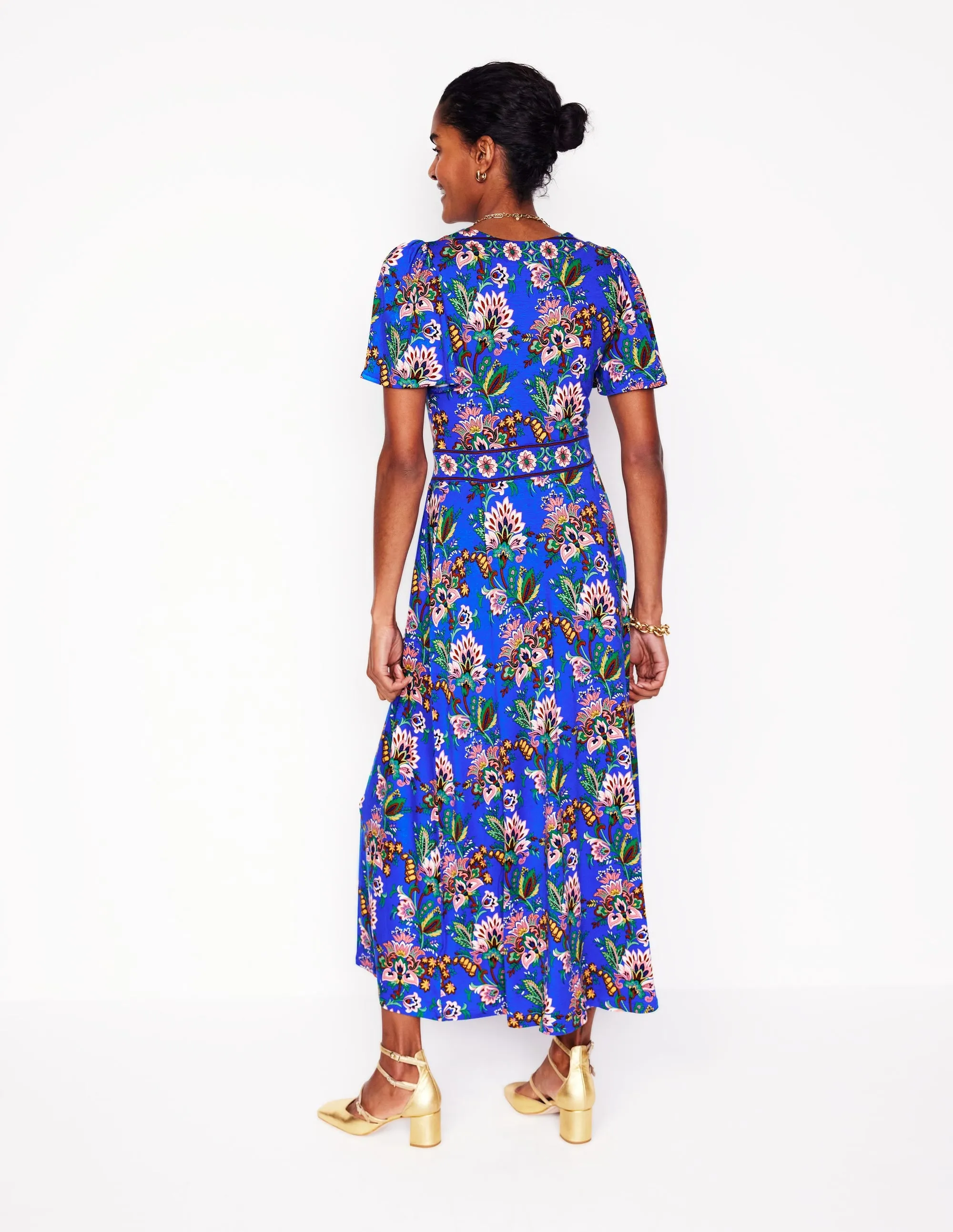 Ellie Flutter Maxi Tea Dress-Gallery Blue, Botanica Terrace