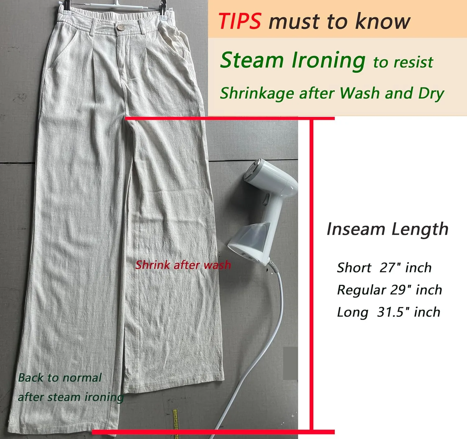 Fakanhui Women's Linen Dressy Work Casual Pants Summer Business Straight Wide Leg Cotton Linen Trouser Pants