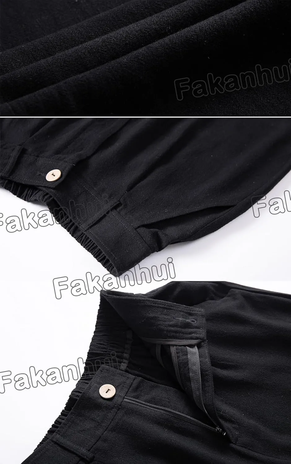 Fakanhui Women's Linen Dressy Work Casual Pants Summer Business Straight Wide Leg Cotton Linen Trouser Pants
