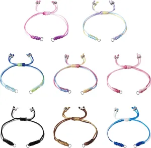 FASHEWELRY 8Pcs Gradient Adjustable Bracelets for WomenTennis BraceletStretch Bracelets for WomenTwisted Cord Bracelets Handmade Braided Rope Bracelets for Wrist Charm Friendship Jewelry Making