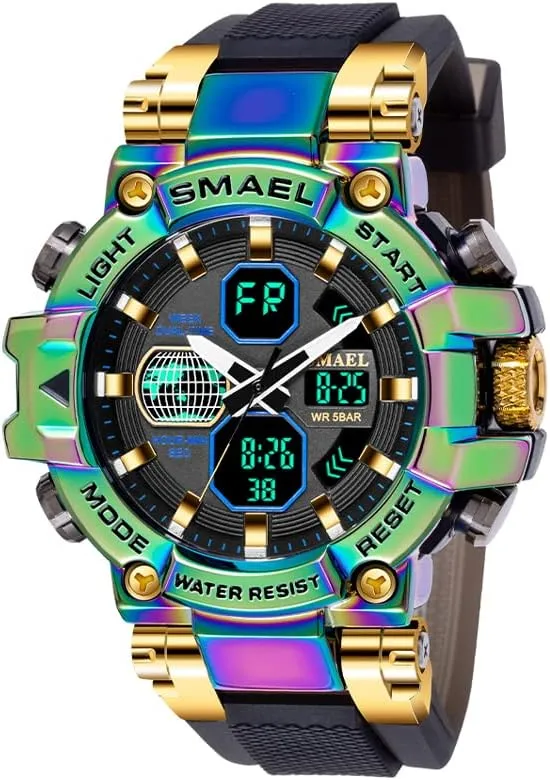Fashion Colorful Men Digital Sport Watches Waterproof Male Clock Wristwatch Men's Dual Display Electronic Military Watch
