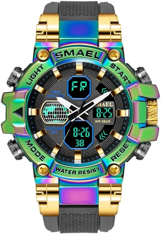 Fashion Colorful Men Digital Sport Watches Waterproof Male Clock Wristwatch Men's Dual Display Electronic Military Watch