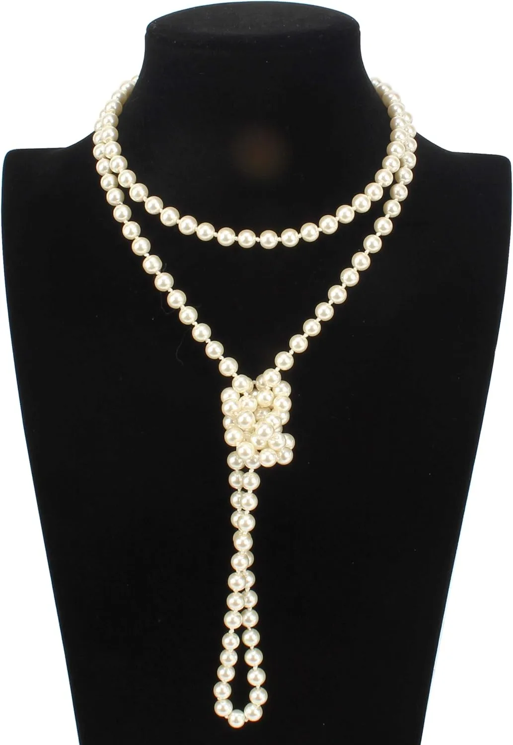 Fashion Faux Pearls Pendants 1920s Beads Cluster Long Pearl Necklace for Costume Party Jewelry 55"