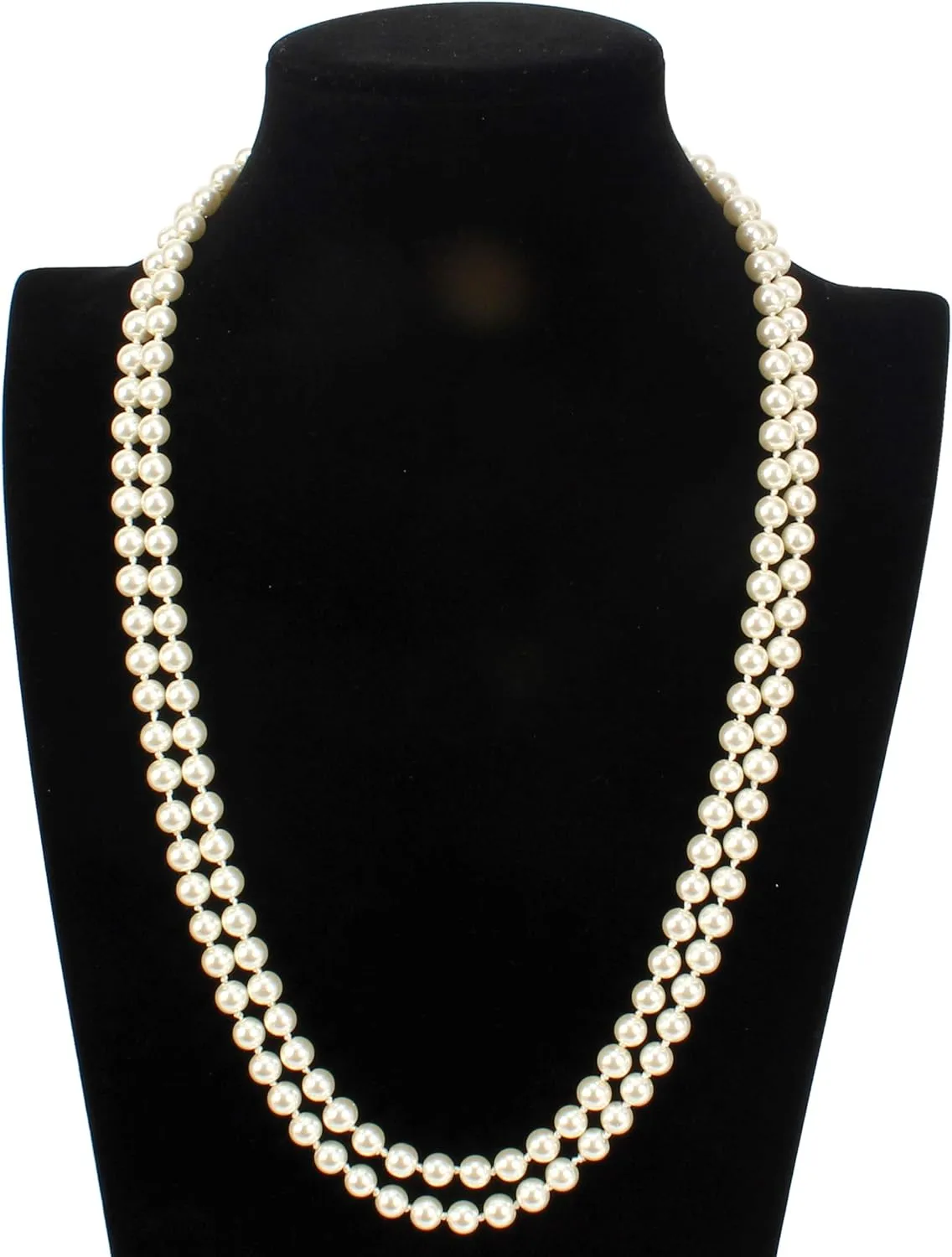 Fashion Faux Pearls Pendants 1920s Beads Cluster Long Pearl Necklace for Costume Party Jewelry 55"