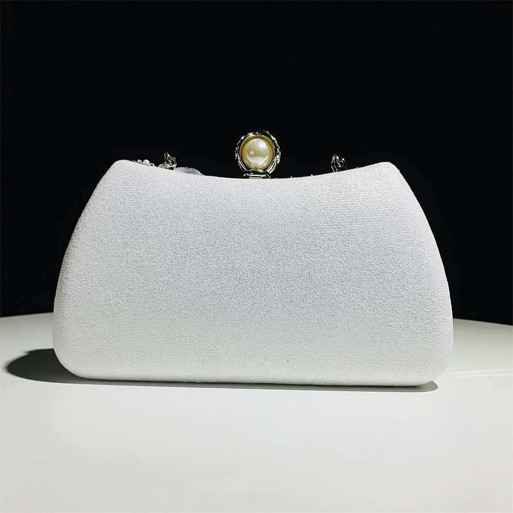 Fashion Flower Clutch Evening Bag Satin Dress Bag Pearl Shoulder Bag Elegant and Graceful Banquet Bag