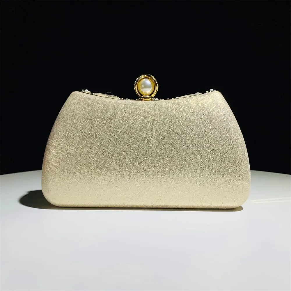 Fashion Flower Clutch Evening Bag Satin Dress Bag Pearl Shoulder Bag Elegant and Graceful Banquet Bag