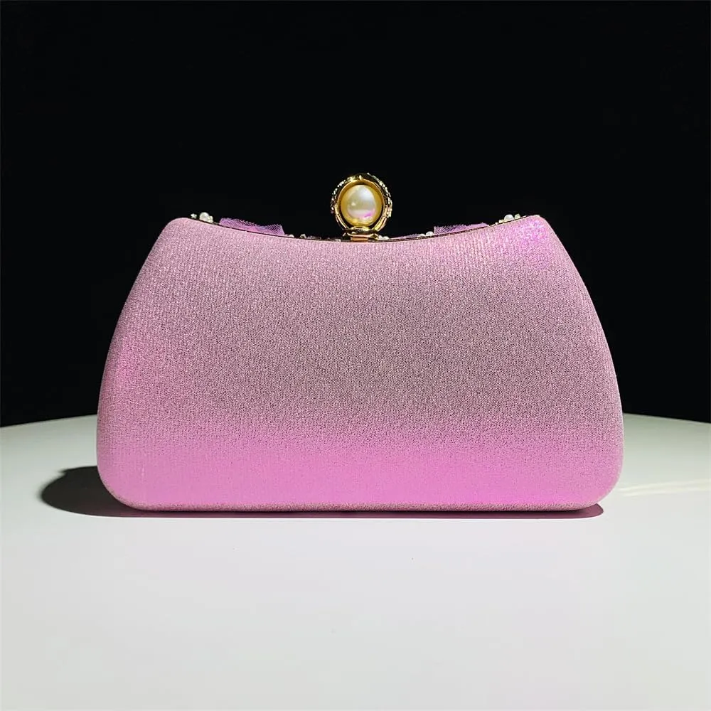 Fashion Flower Clutch Evening Bag Satin Dress Bag Pearl Shoulder Bag Elegant and Graceful Banquet Bag