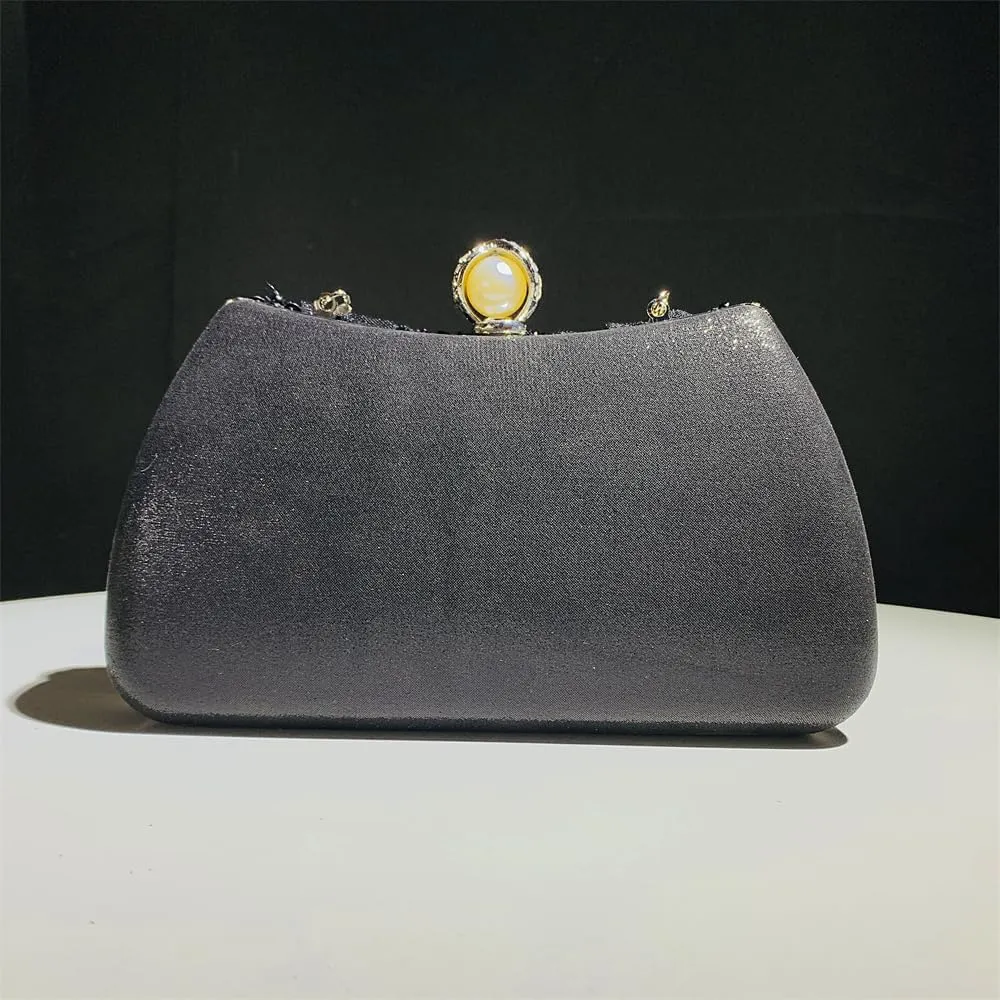 Fashion Flower Clutch Evening Bag Satin Dress Bag Pearl Shoulder Bag Elegant and Graceful Banquet Bag