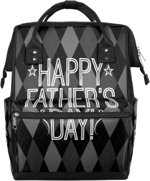 Father's Day Black Theme Diaper Bag Tote Large Capacity Waterproof with Adjustable Shoulder Strap and Pram Straps Mommy Bag for Hospital Beach Weekender Travel