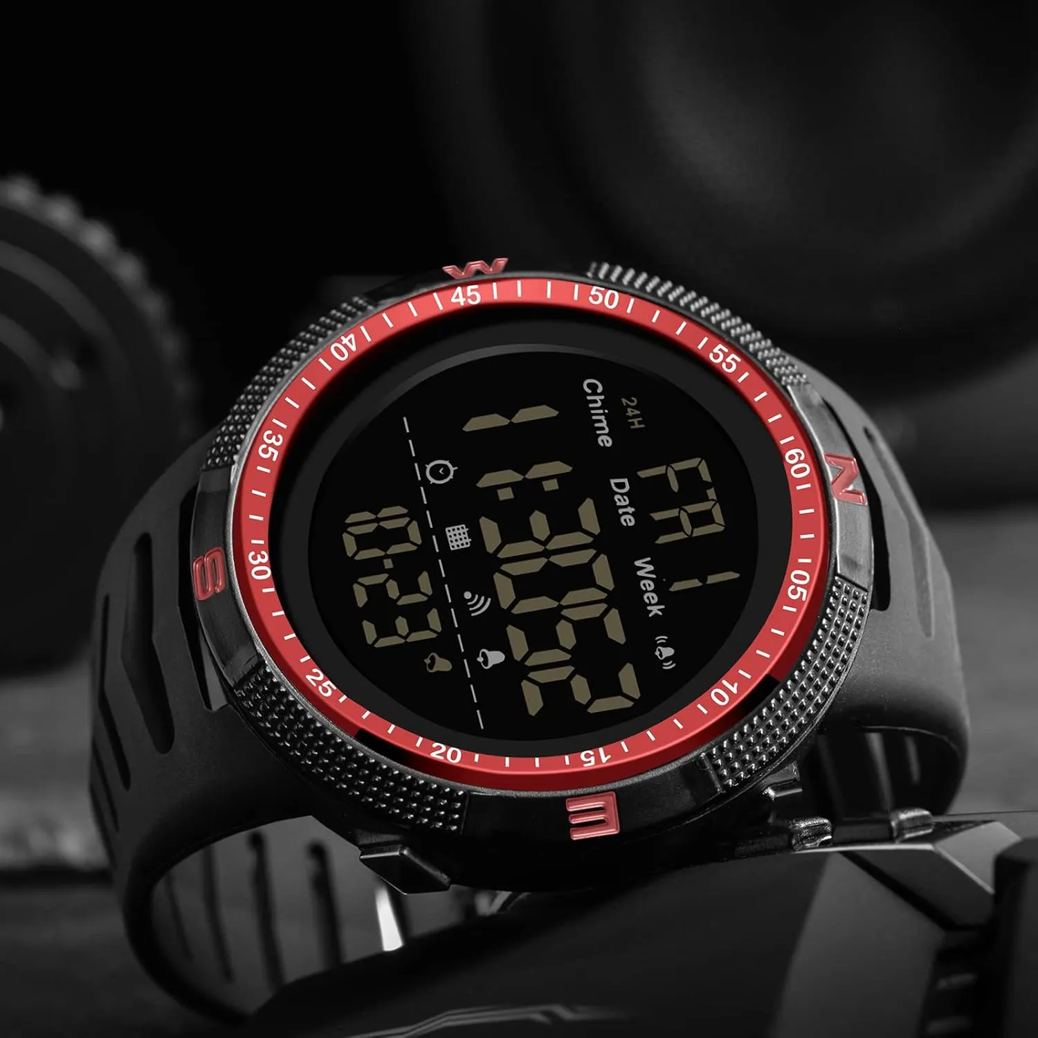 findtime Mens Digital Sports Watch Dual Time Countdown Waterproof Stopwatch LED Screen Military Wrist Watches for Men