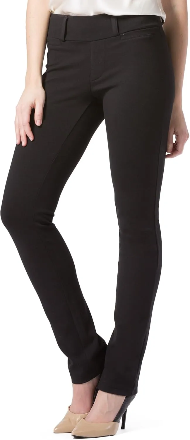 Fishers Finery Women's Ecofabric Ponte Stretch Slim Straight Leg Dress Pant - Pull On New and Improved Fit