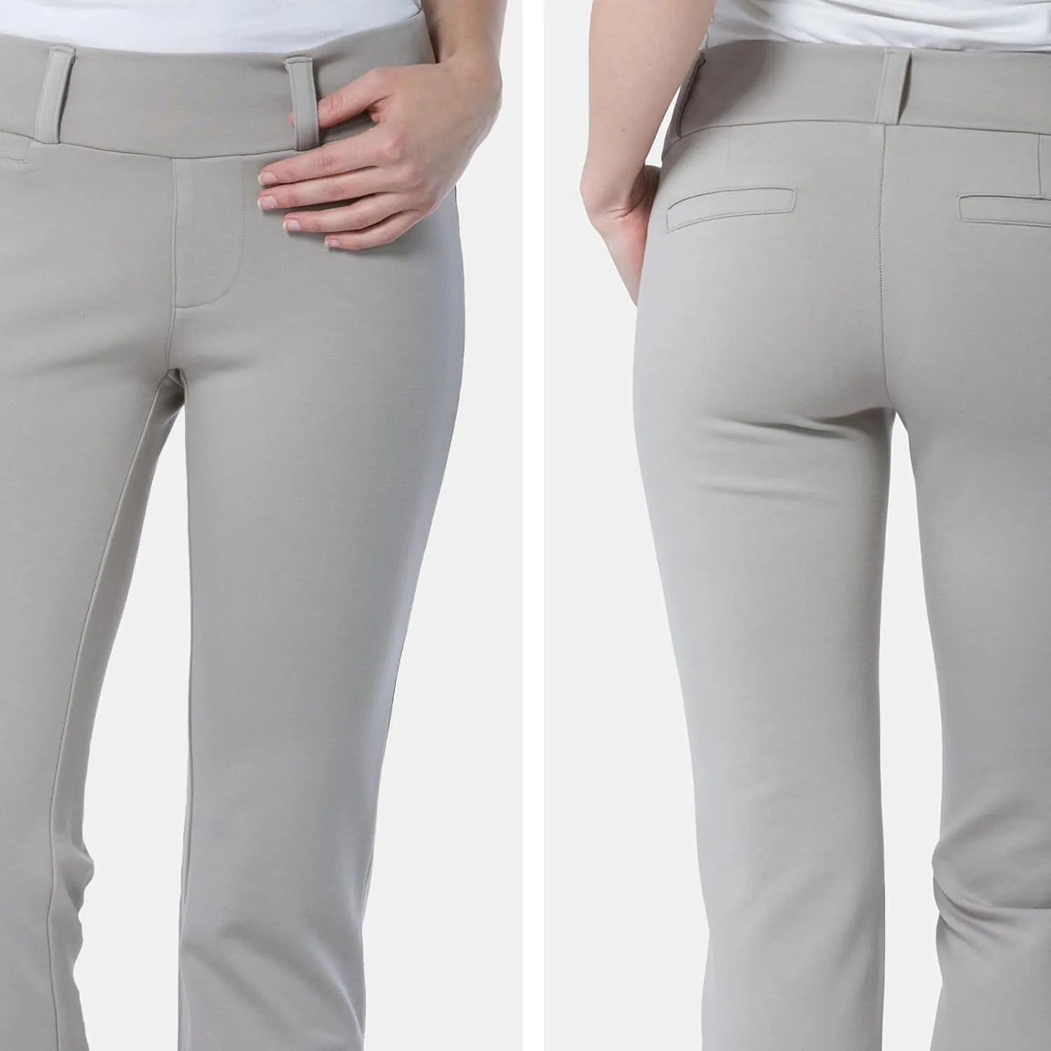 Fishers Finery Women's Ecofabric Ponte Stretch Slim Straight Leg Dress Pant - Pull On New and Improved Fit