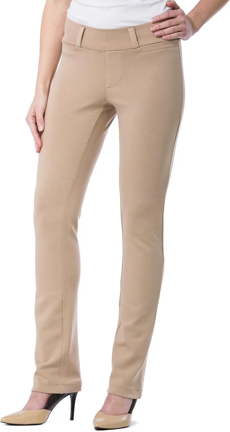 Fishers Finery Women's Ecofabric Ponte Stretch Slim Straight Leg Dress Pant - Pull On New and Improved Fit