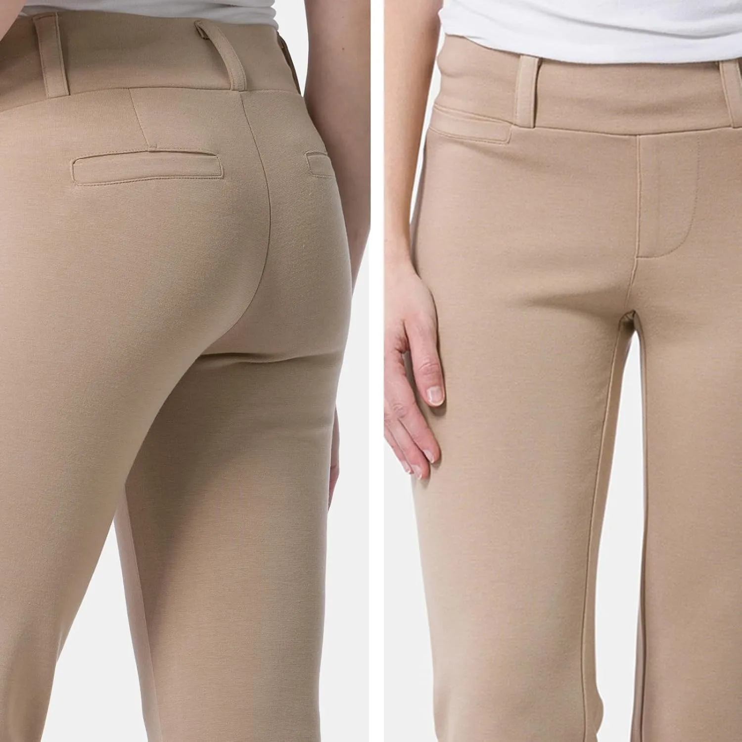 Fishers Finery Women's Ecofabric Ponte Stretch Slim Straight Leg Dress Pant - Pull On New and Improved Fit