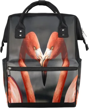 Flamingo Love Diaper Bag Tote Large Capacity Waterproof with Adjustable Shoulder Strap and Pram Straps Mommy Bag for Hospital Beach Weekender Travel