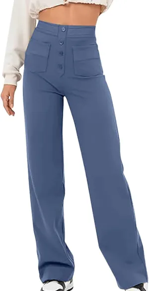 Flexipants - Women's Casual High Waist Stretch Pants Flexi Pants for Women Straight Leg Cargo Pant Lounge Flexi Pants