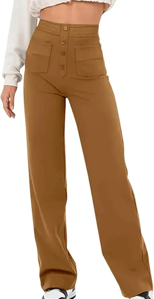 Flexipants - Women's Casual High Waist Stretch Pants Flexi Pants for Women Straight Leg Cargo Pant Lounge Flexi Pants