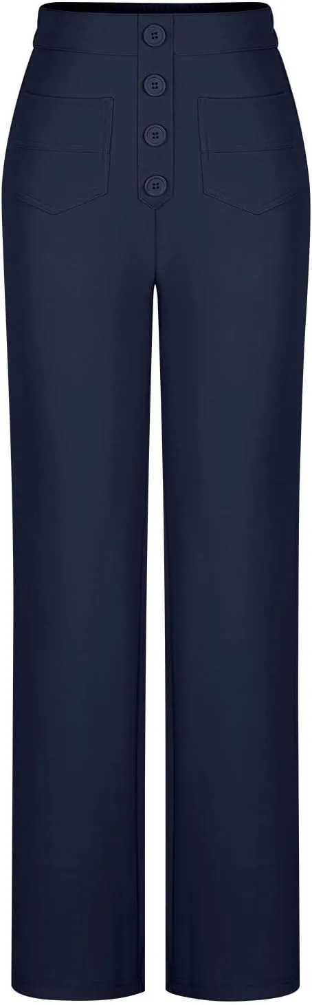 Flexipants - Women's Casual High Waist Stretch Pants Flexi Pants for Women Straight Leg Cargo Pant Lounge Flexi Pants