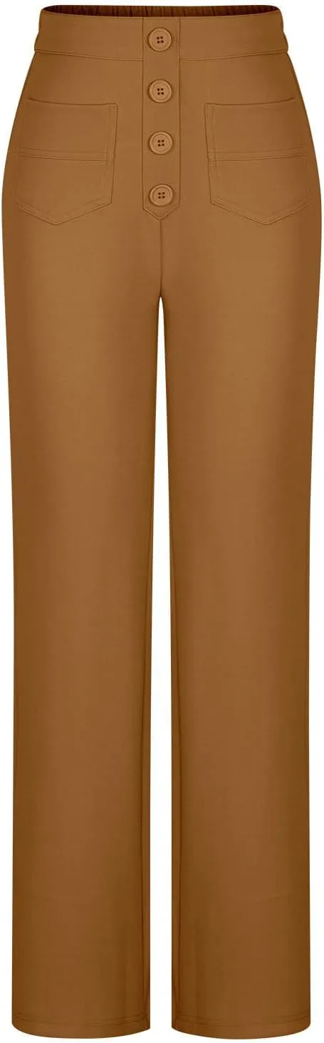 Flexipants - Women's Casual High Waist Stretch Pants Flexi Pants for Women Straight Leg Cargo Pant Lounge Flexi Pants