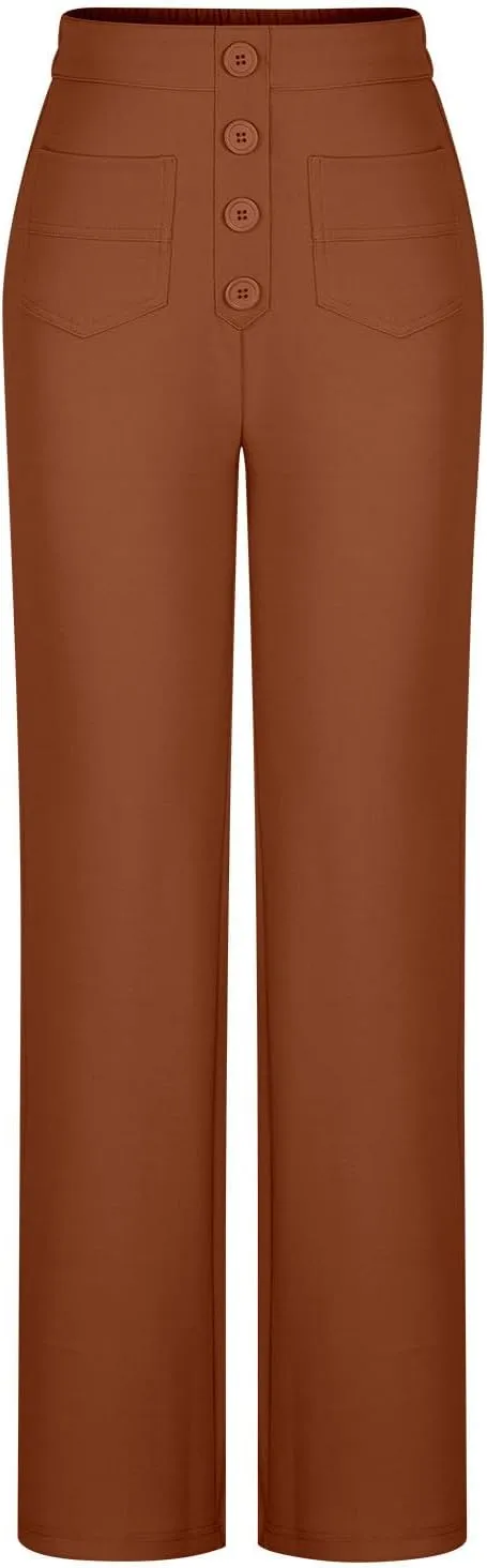 Flexipants - Women's Casual High Waist Stretch Pants Flexi Pants for Women Straight Leg Cargo Pant Lounge Flexi Pants