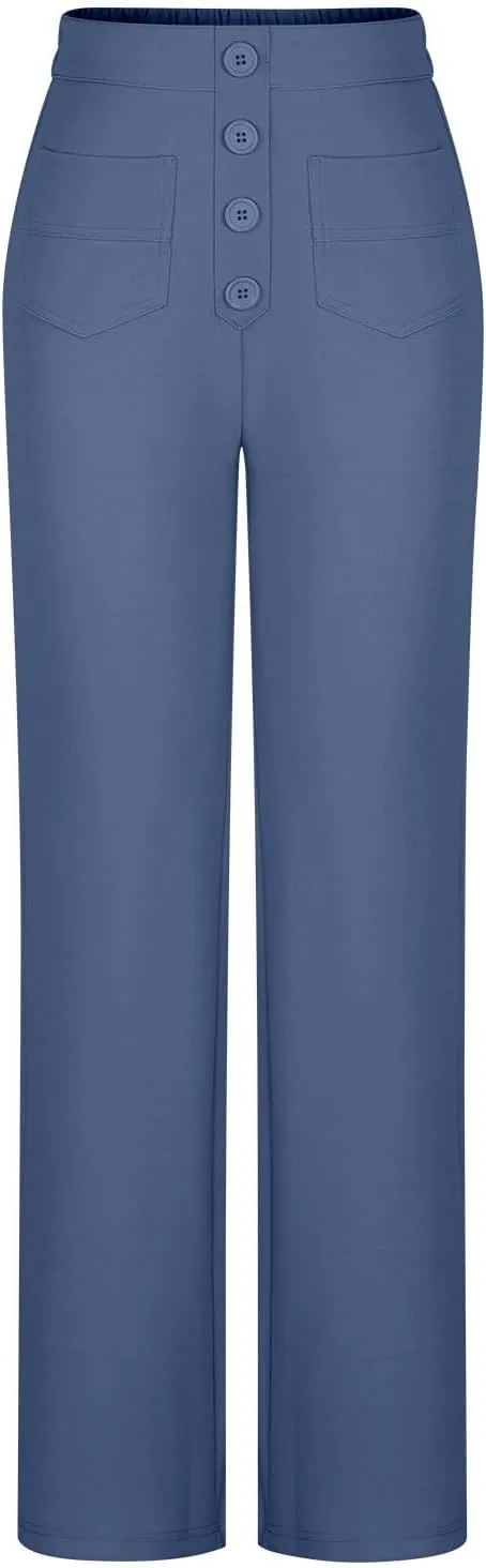 Flexipants - Women's Casual High Waist Stretch Pants Flexi Pants for Women Straight Leg Cargo Pant Lounge Flexi Pants