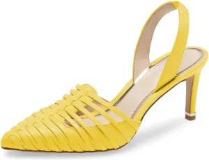 FSJ Women Fashion Low Kitten Heels Pumps Pointed Toe Slingback Sandals Comfy Wedding Party Sexy Dress Shoes Size 4-15 US