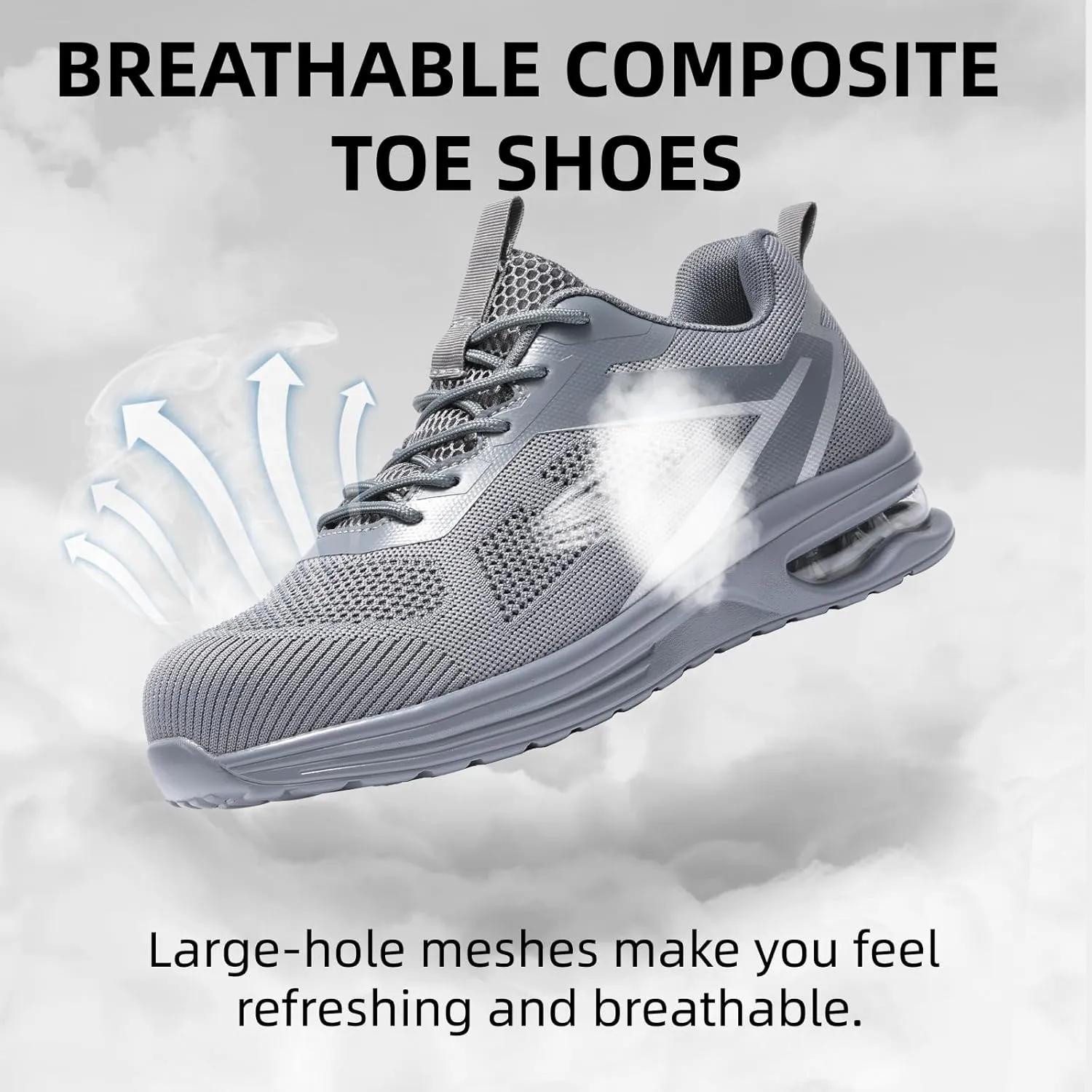 Furuian Composite Toe Shoes for Men Lightweight Safety Work Shoes Breathable Composite Toe Sneakers for Men Comfortable Indestructible Safety Work Sneakers