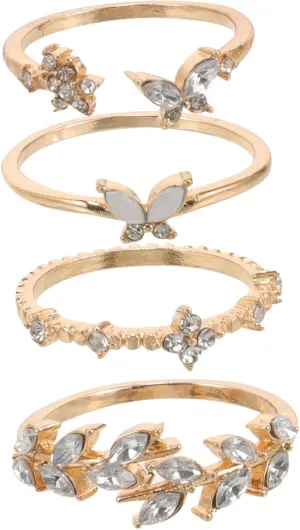 Gatuida Metal Ring Set for Women Heart Butterfly Ring Stackable Fashion Accessory