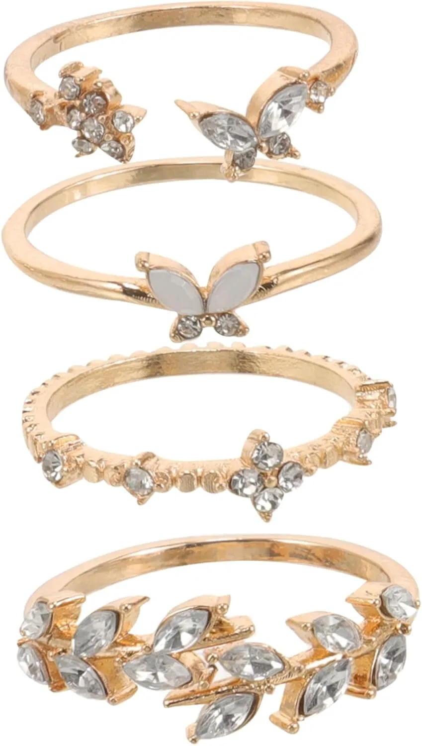 Gatuida Metal Ring Set for Women Heart Butterfly Ring Stackable Fashion Accessory