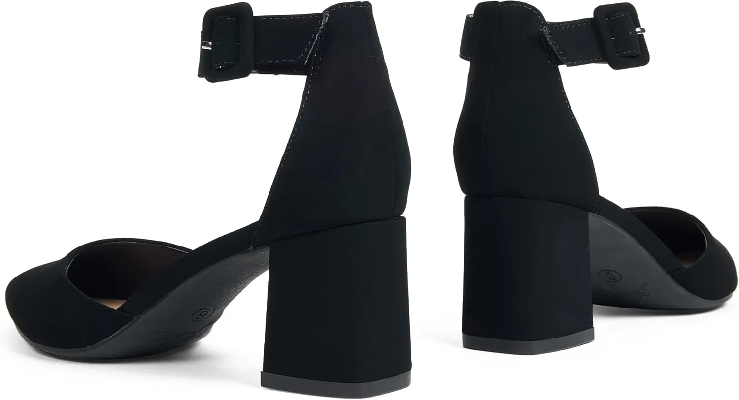 GENSHUO Women's Closed Toe Low Block Chunky Heels Pointed Toe 2 Inch Pumps with Ankle Strap Comfortable Dress Shoes for Daily Work Wedding Party