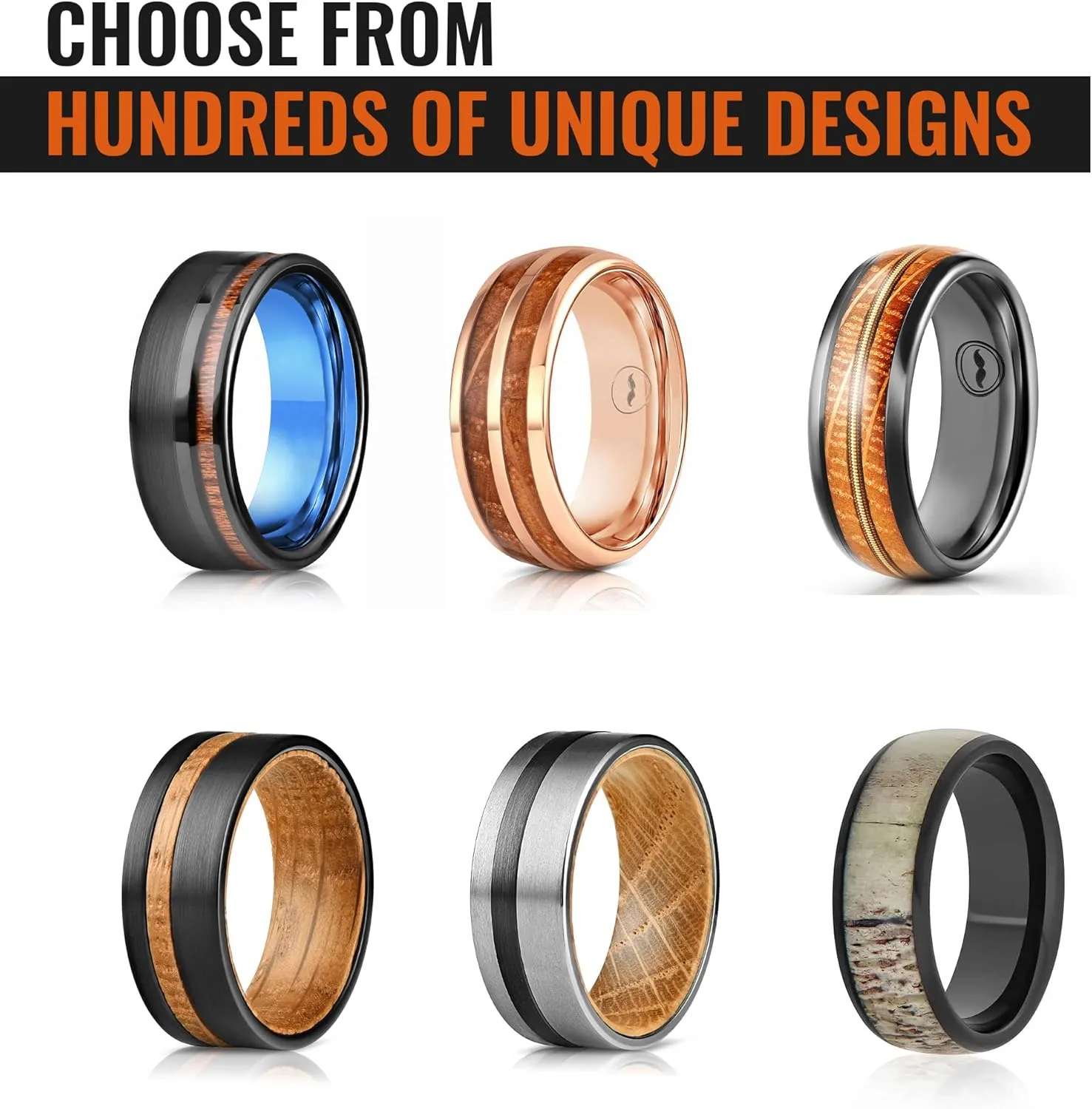 Gentlemen's Bands Black Tungsten Men's Wedding Band with Hammered Design & Real Meteorite Inlay-8mm | Black Engagement/Wedding Ring for Men | Includes Silicone Band, Leather Pouch & Luxury Walnut Box