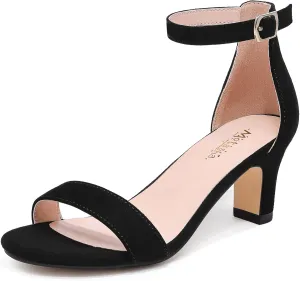 Girls Heel Sandals Open Toe Ankle Strap Flower Girl Dress Pump Sandals Wedding Party for Little Big Kid