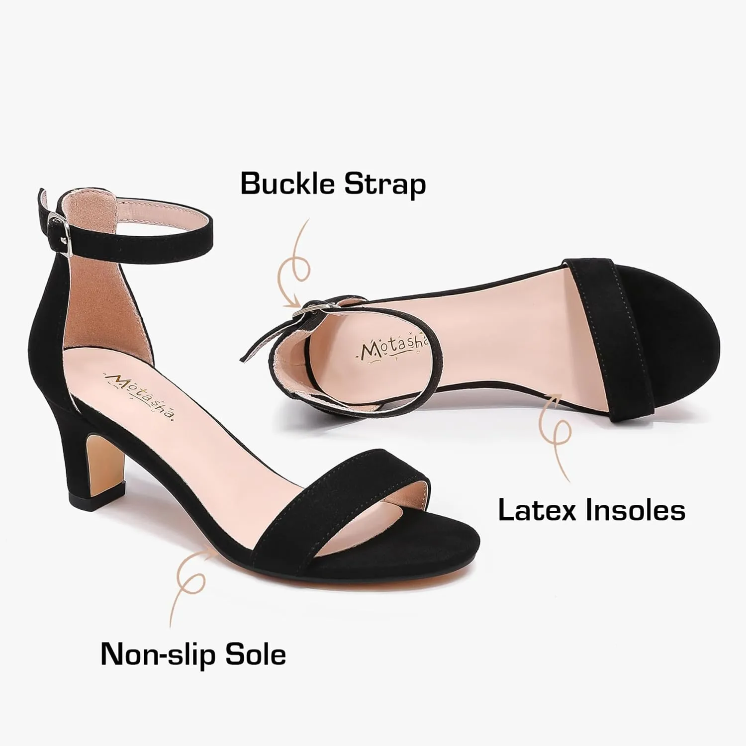 Girls Heel Sandals Open Toe Ankle Strap Flower Girl Dress Pump Sandals Wedding Party for Little Big Kid
