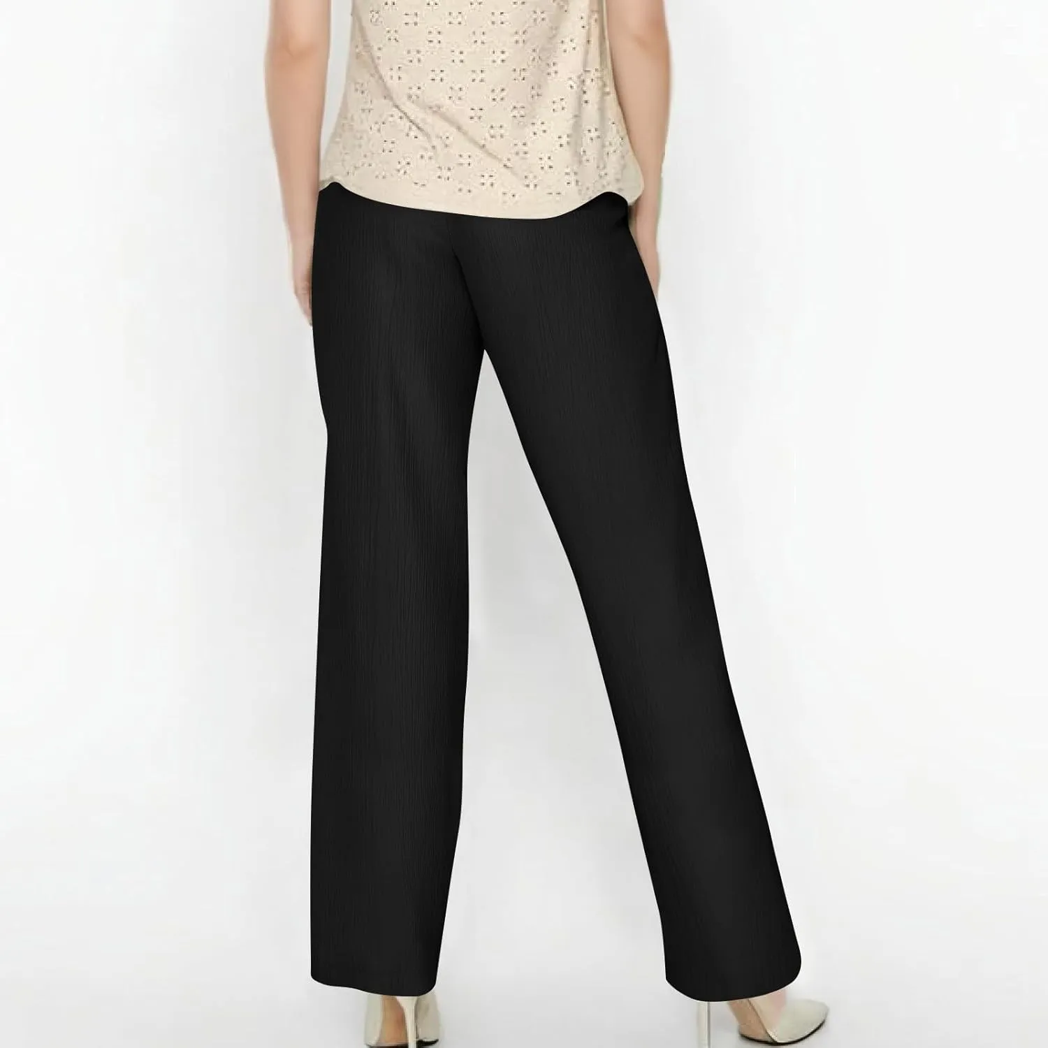 GOFULY Dress Pants Women Straight Wide Leg High Waisted Sumemr Pants Elastic Waist Drawstring Elegant Trousers with Pockets