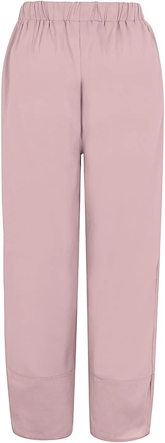 GOFULY Pants for Women 2025 Straight Wide Leg High Waisted Summer Pants 2025 Elastic Waist Vacation Trousers with Pockets