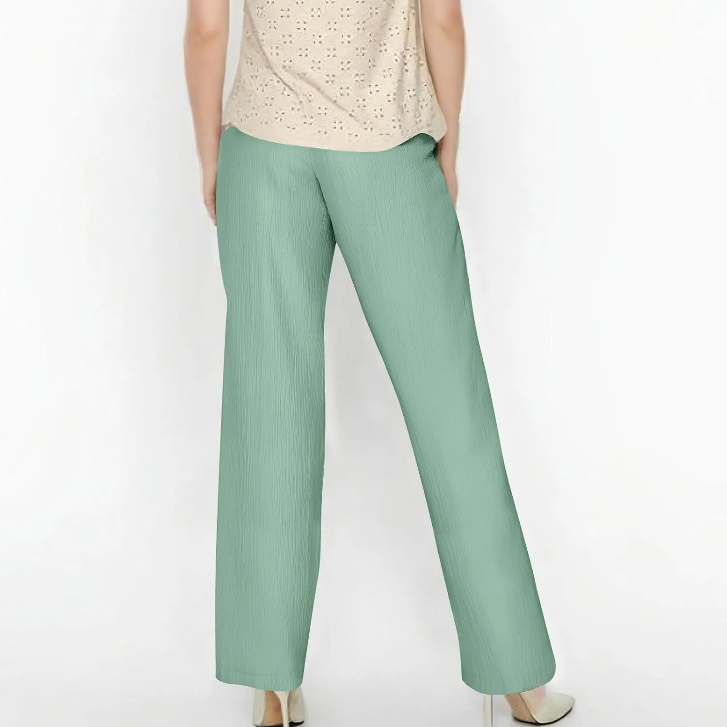 GOFULY Pants for Women Elastic Waist Drawstring Sumemr Pants Straight Wide Leg High Waisted with Pockets Going Out Trousers