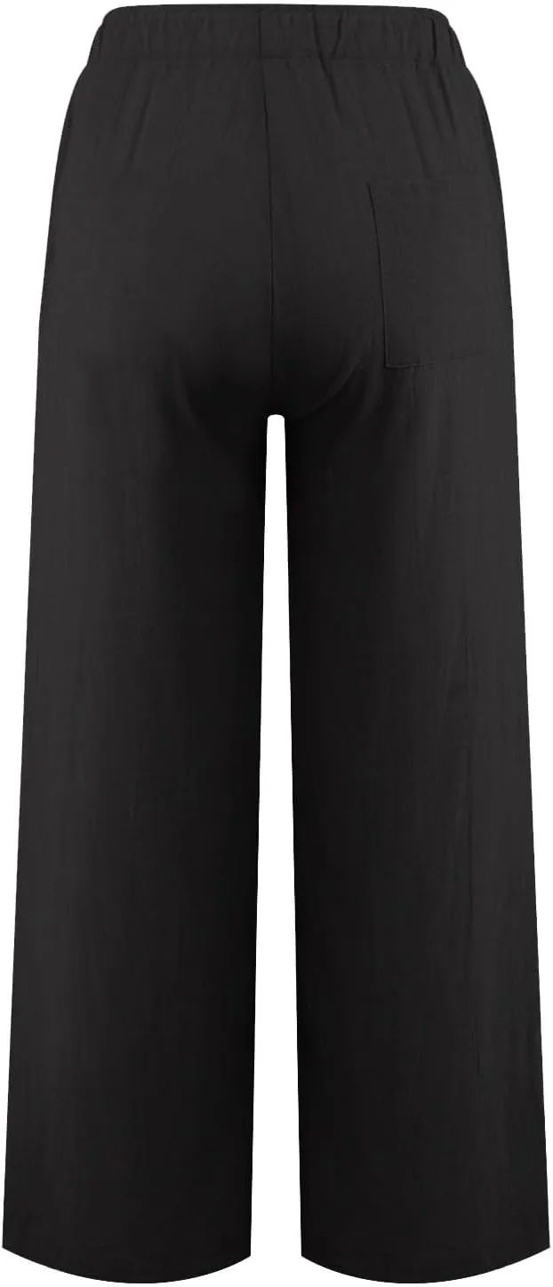 GOFULY Pants for Women Straight Wide Leg High Waisted Pants Elastic Waist Drawstring Sumemr Comfy Slacks Clothe with Pockets