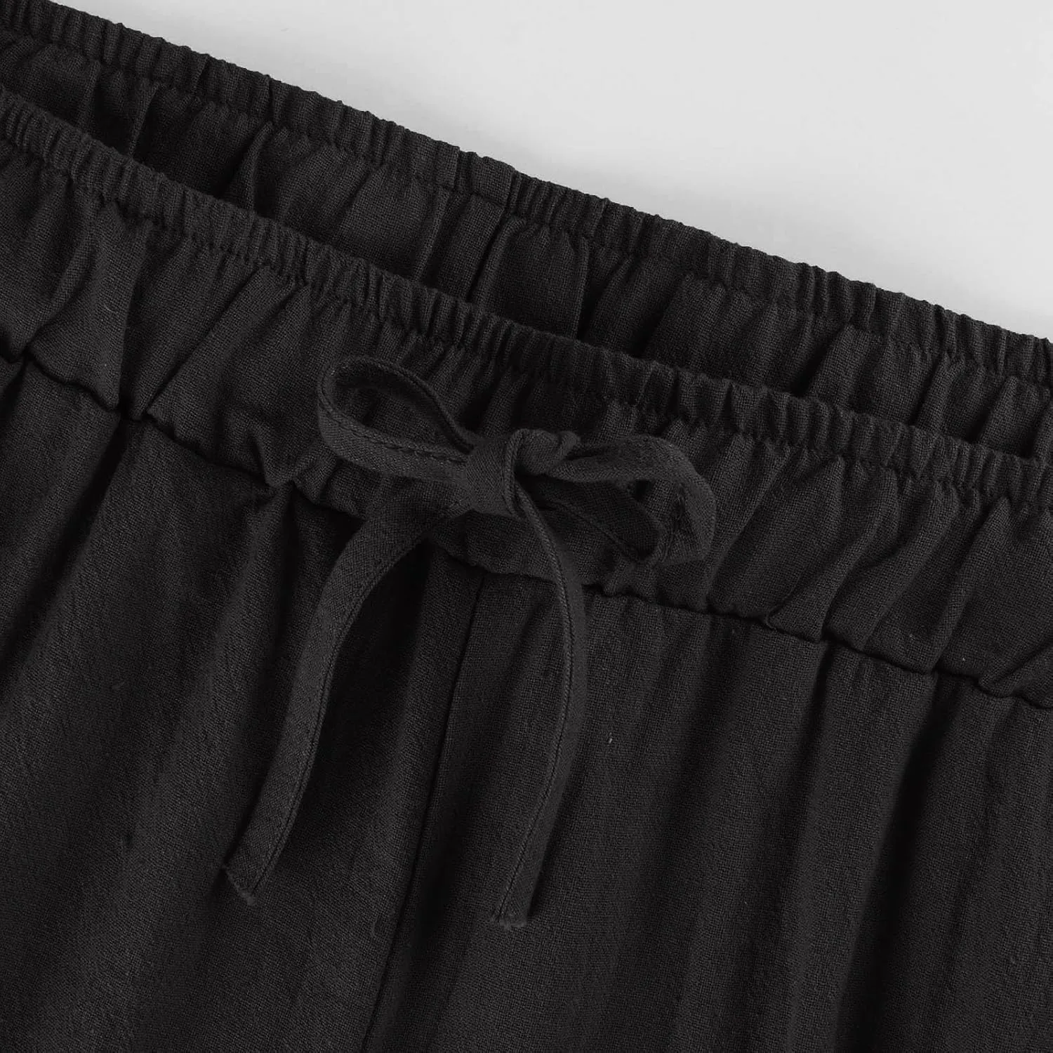 GOFULY Pants for Women Straight Wide Leg High Waisted Pants Elastic Waist Drawstring Sumemr Comfy Slacks Clothe with Pockets