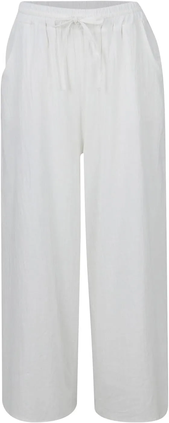 GOFULY Womens Pants Fashion Straight Wide Leg High Waisted Sumemr Pants Elastic Waist Drawstring Comfy Trousers with Pockets